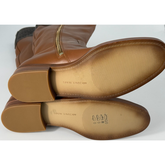 NEW MICHAEL KORS BROWN PARKER LOGO & LEATHER KNEE BOOTS SZ 6 - Picture 8 of 12